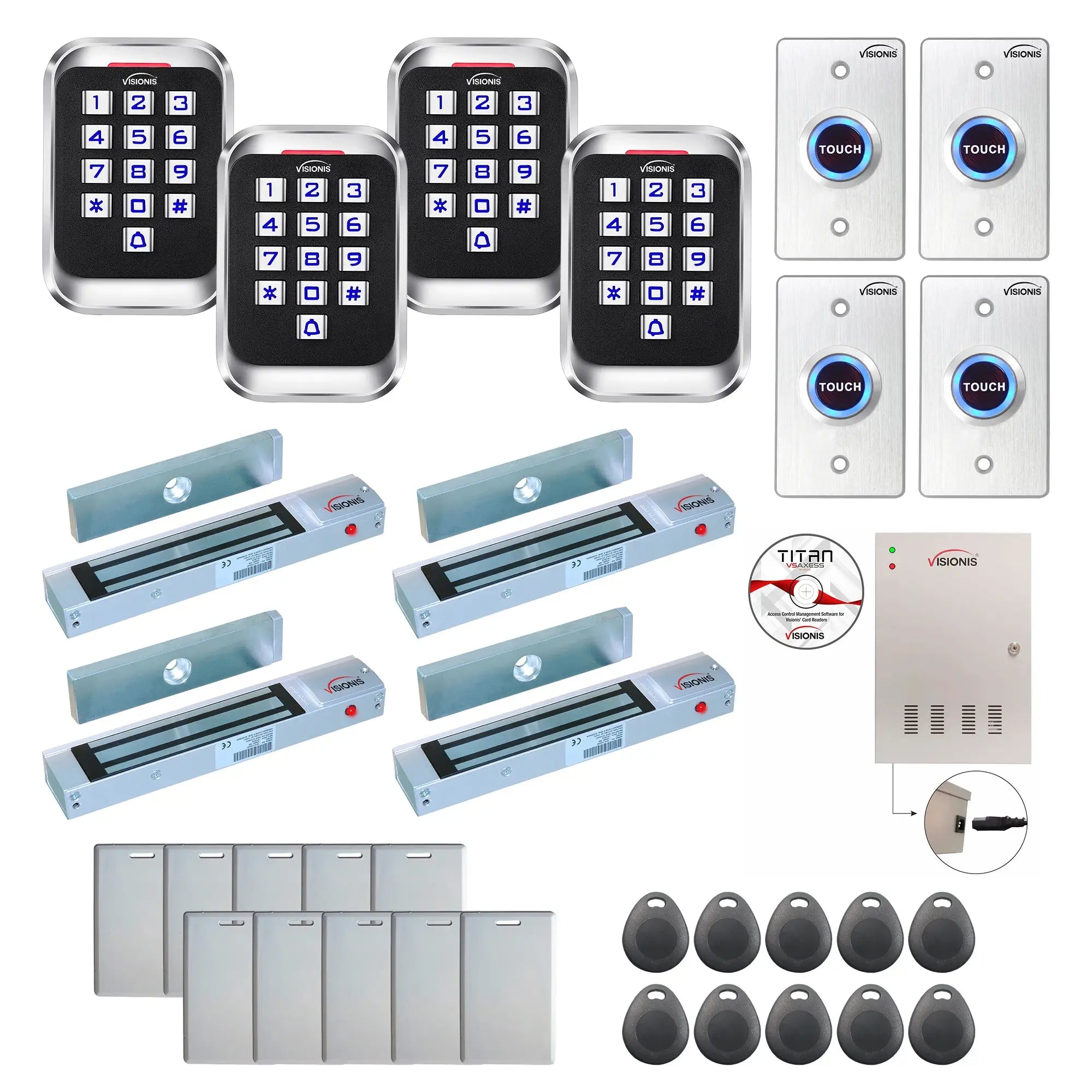 Access control systems for office buildings with 300 lbs Maglocks, card readers, push to exit buttons, software - FPC-8253