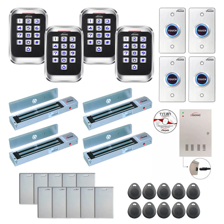 Access control systems for office buildings with 600 lbs Maglocks, card readers, push to exit buttons, software - FPC-8254