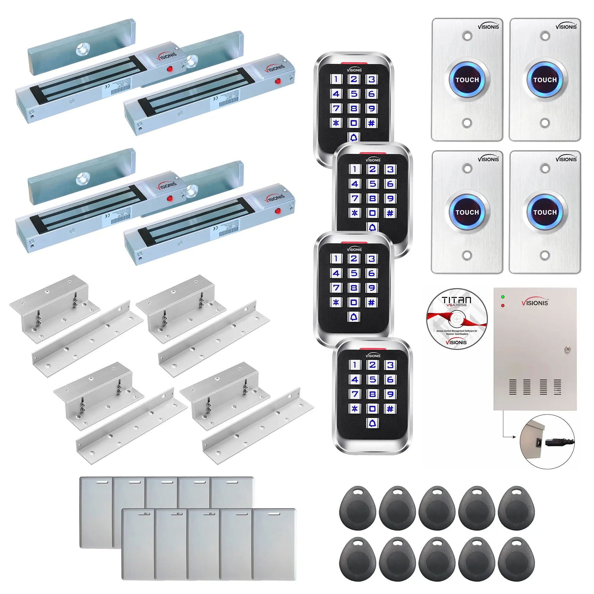 Access control systems for office buildings with 300 lbs Maglocks, card readers, push to exit buttons, software - FPC-8256