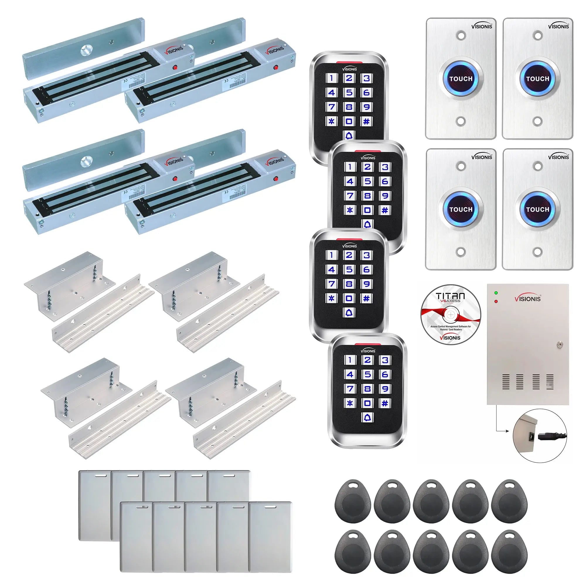 Access control systems for office buildings with 600 lbs Maglocks, card readers, push to exit buttons, software - FPC-8257