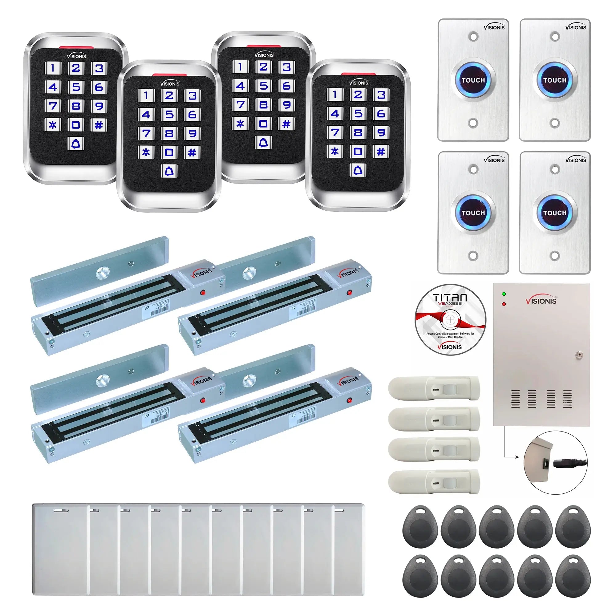 Access control systems for office buildings with 600 lbs Maglocks, card readers, push to exit buttons, software - FPC-8260