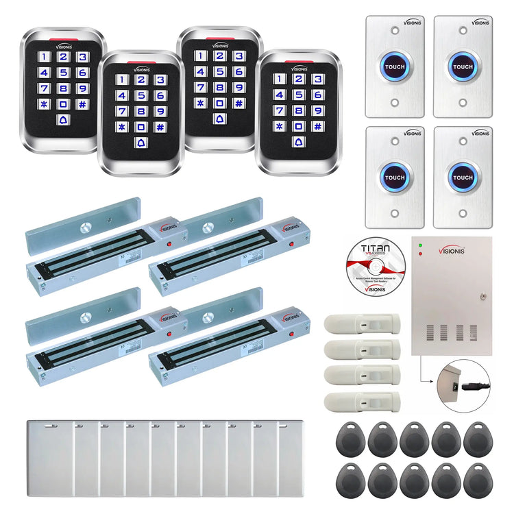 Access control systems for office buildings with 600 lbs Maglocks, card readers, push to exit buttons, software - FPC-8260