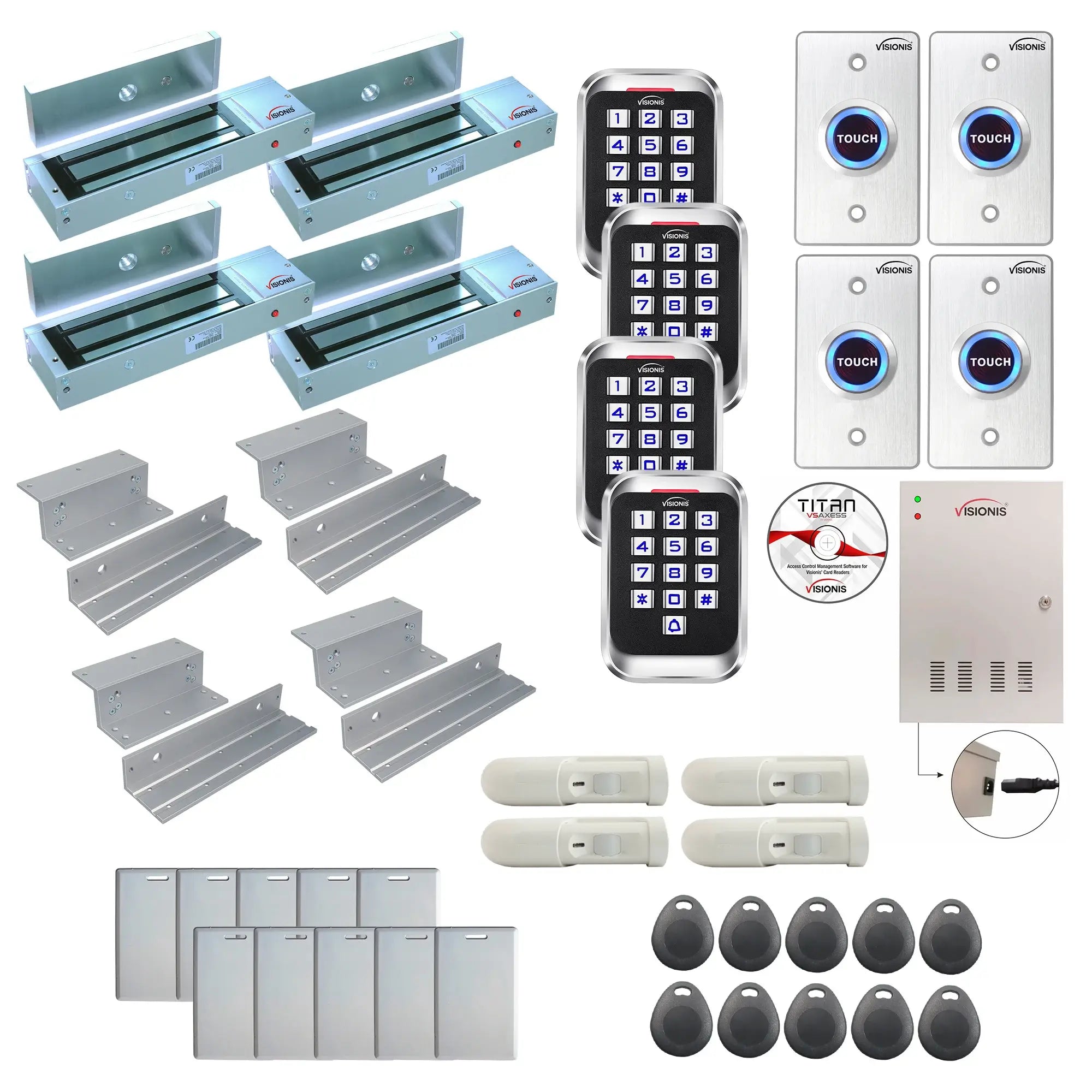 Access control systems for office buildings with 1200 lbs Maglocks, card readers, push to exit buttons, software - FPC-8264