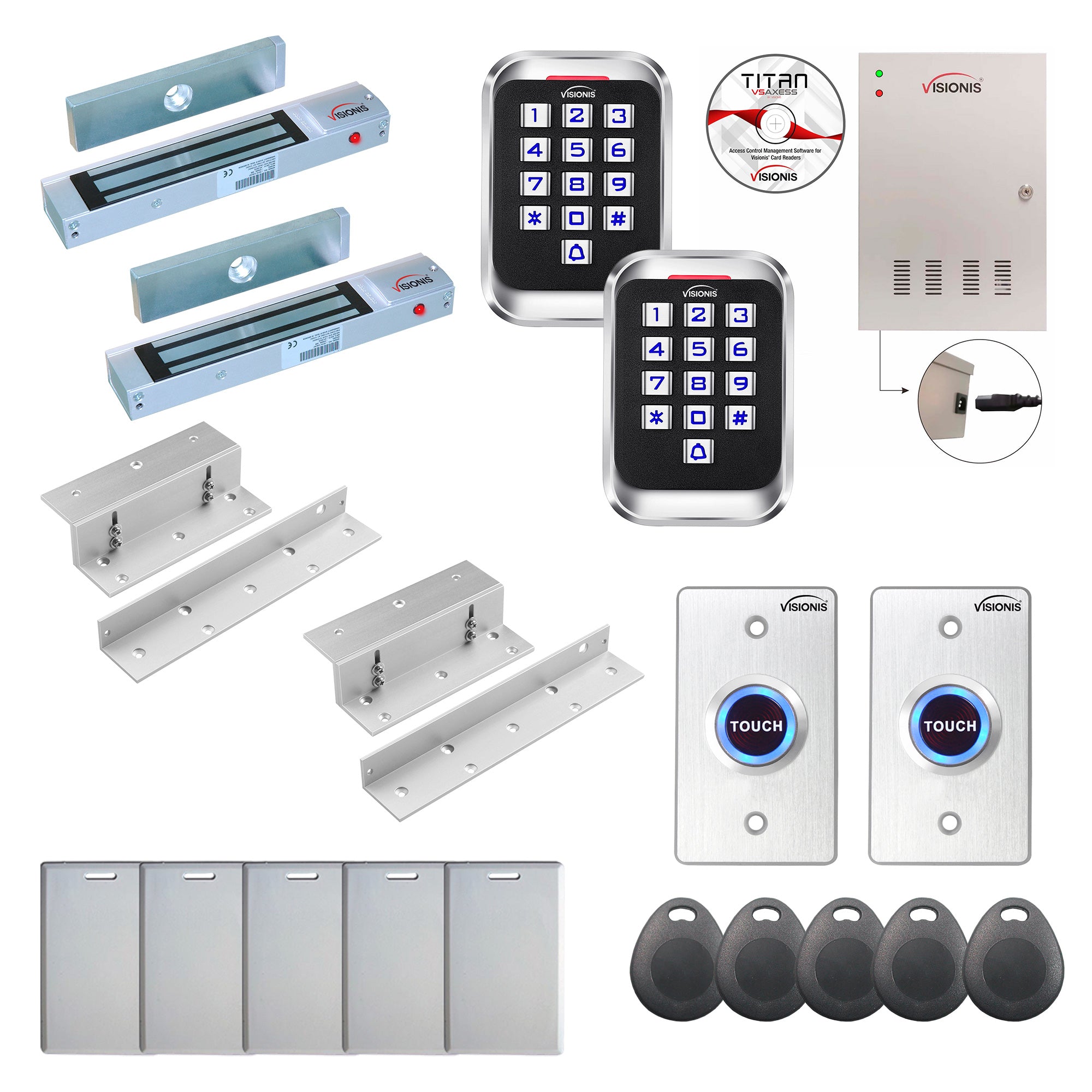 FPC-8272 Two Door Professional Access Control For Inswing Door Electric Lock 300lb Time Attendance TCP/IP Wiegand Controller, Outdoor Keypad / Reader, Software Included, 20,000 Users, 70,000 Records