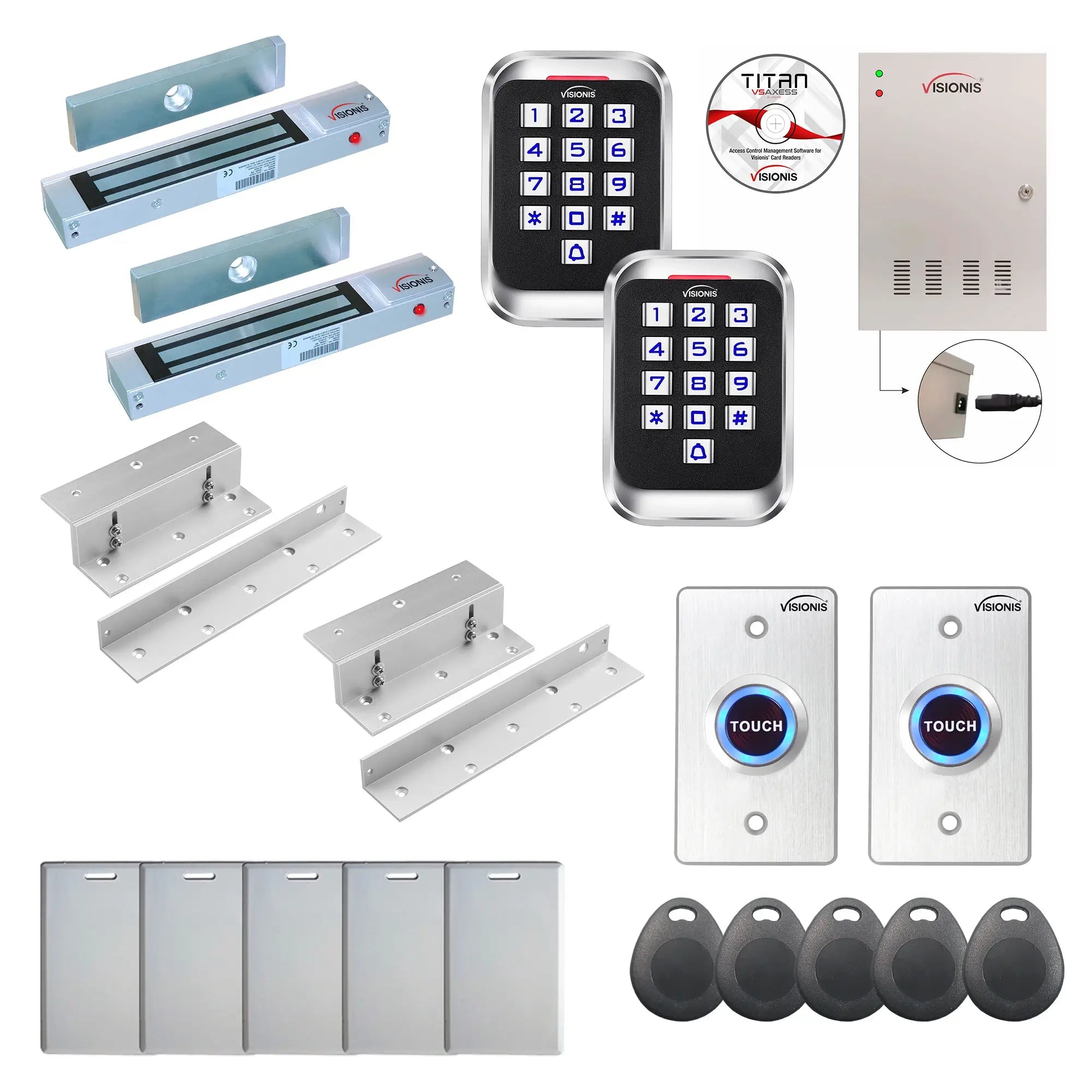 Access control systems for business with 300 lbs Magnetic Door Locks, card readers, push to exit buttons, software - FPC-8272
