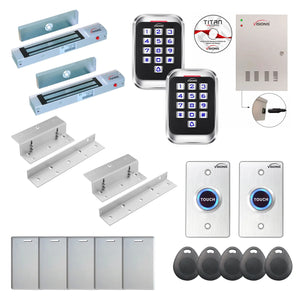 Access control systems for business with 300 lbs Magnetic Door Locks, card readers, push to exit buttons, software - FPC-8272