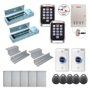 Access control systems for business with 1200 lbs Magnetic Door Locks, card readers, push to exit buttons, software - FPC-8274