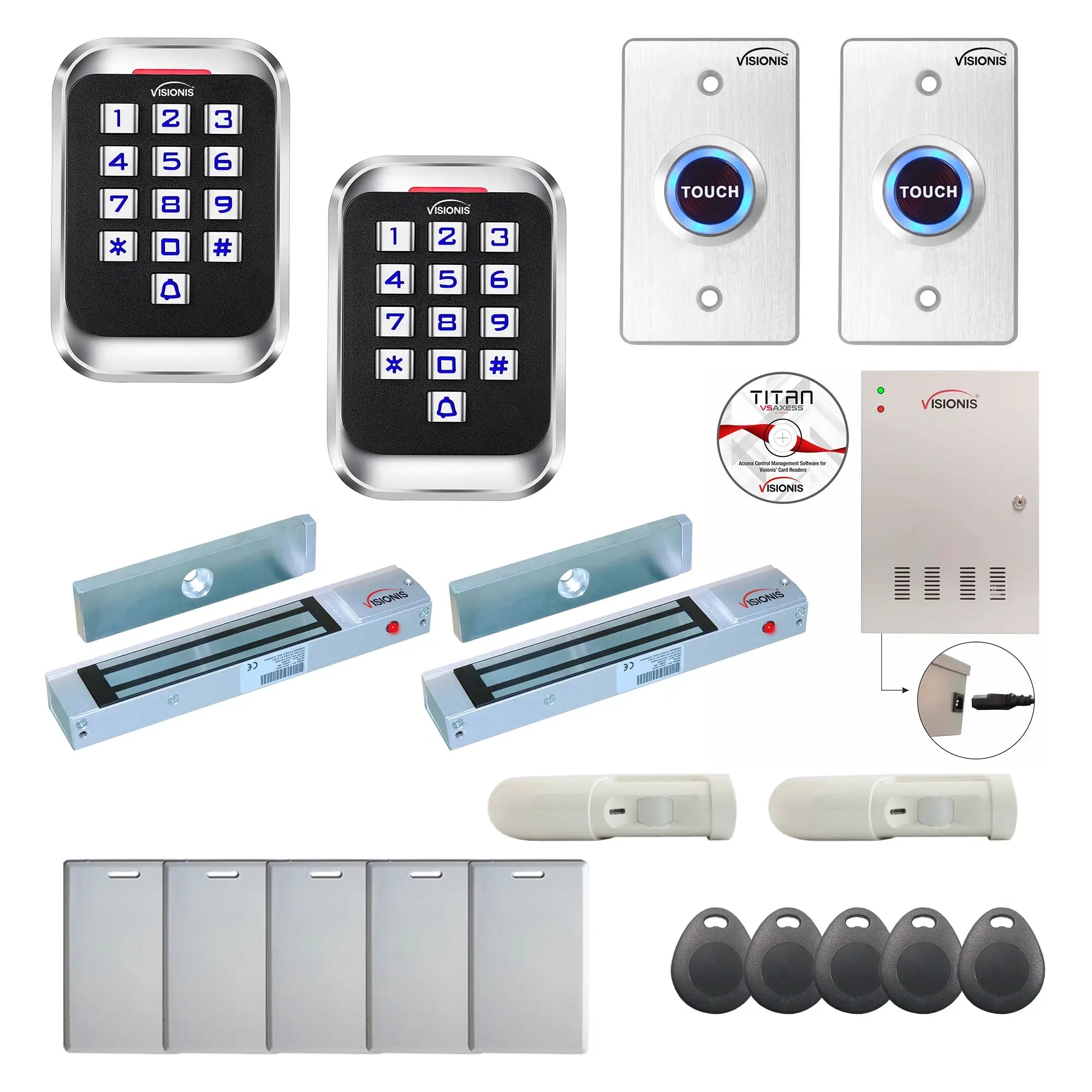 Access control systems for business with 300 lbs Magnetic Door Locks, card readers, push to exit buttons, software - FPC-8275
