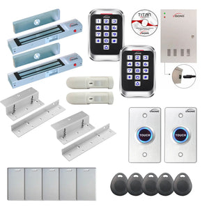 Access control systems for business with 300 lbs Magnetic Door Locks, card readers, push to exit buttons, software - FPC-8278