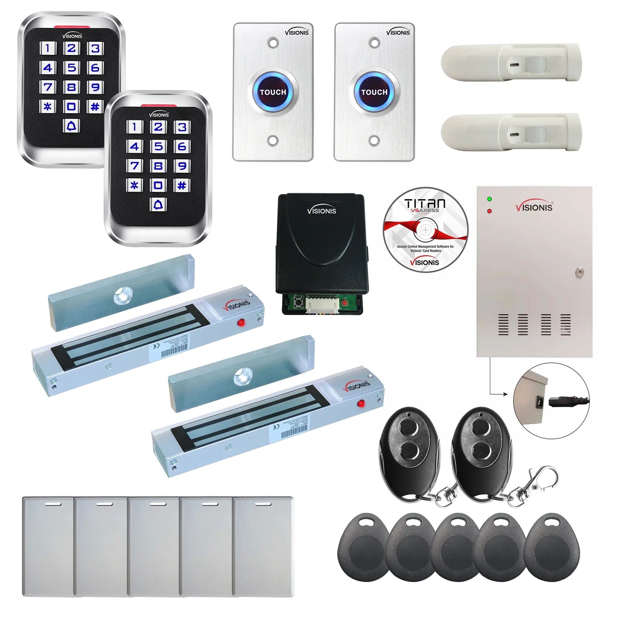 Office access control systems with 600 lbs Magnetic Door Locks, card readers, push to exit buttons, software - FPC-8281