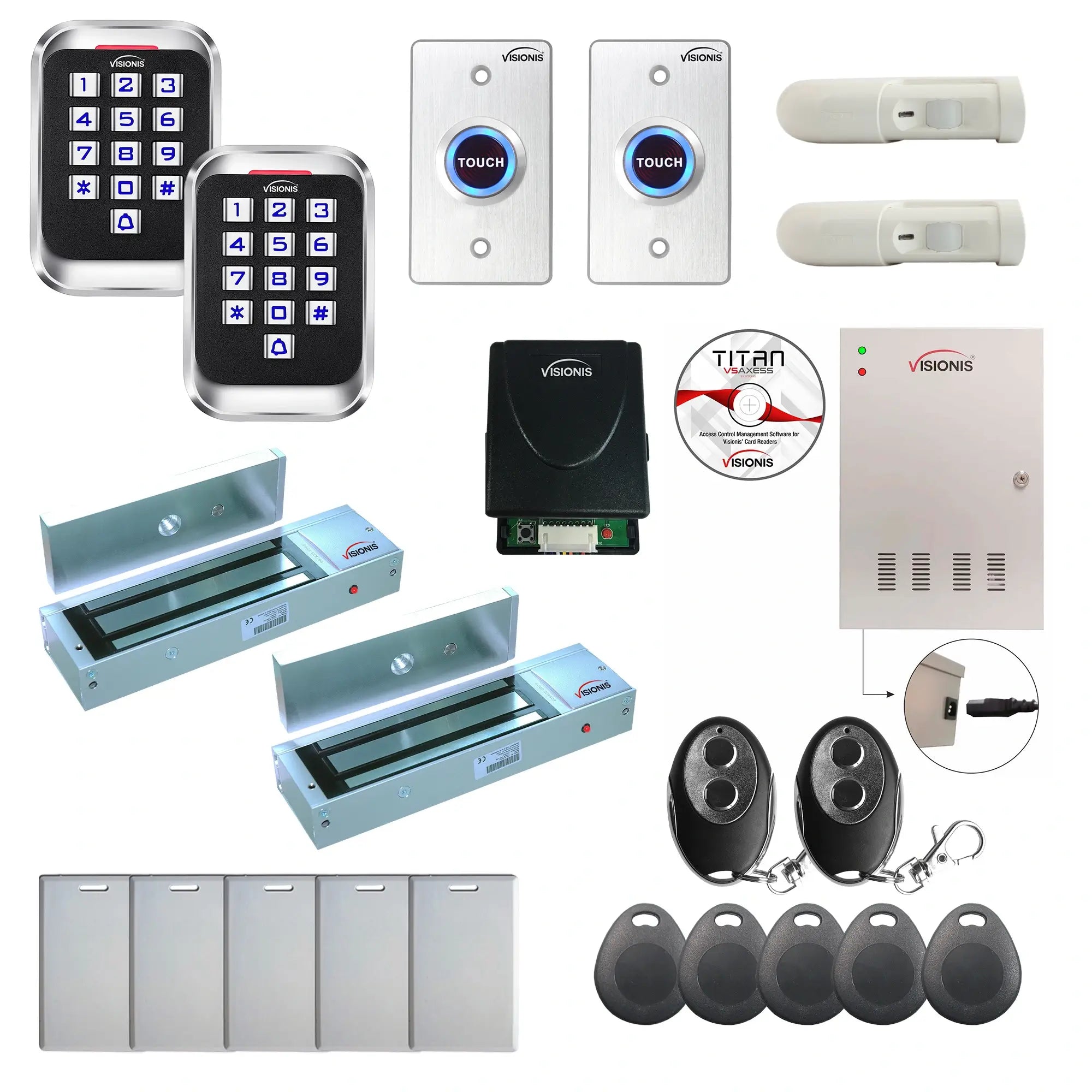 Office access control systems with 1200 lbs Magnetic Door Locks, card readers, push to exit buttons, software - FPC-8283