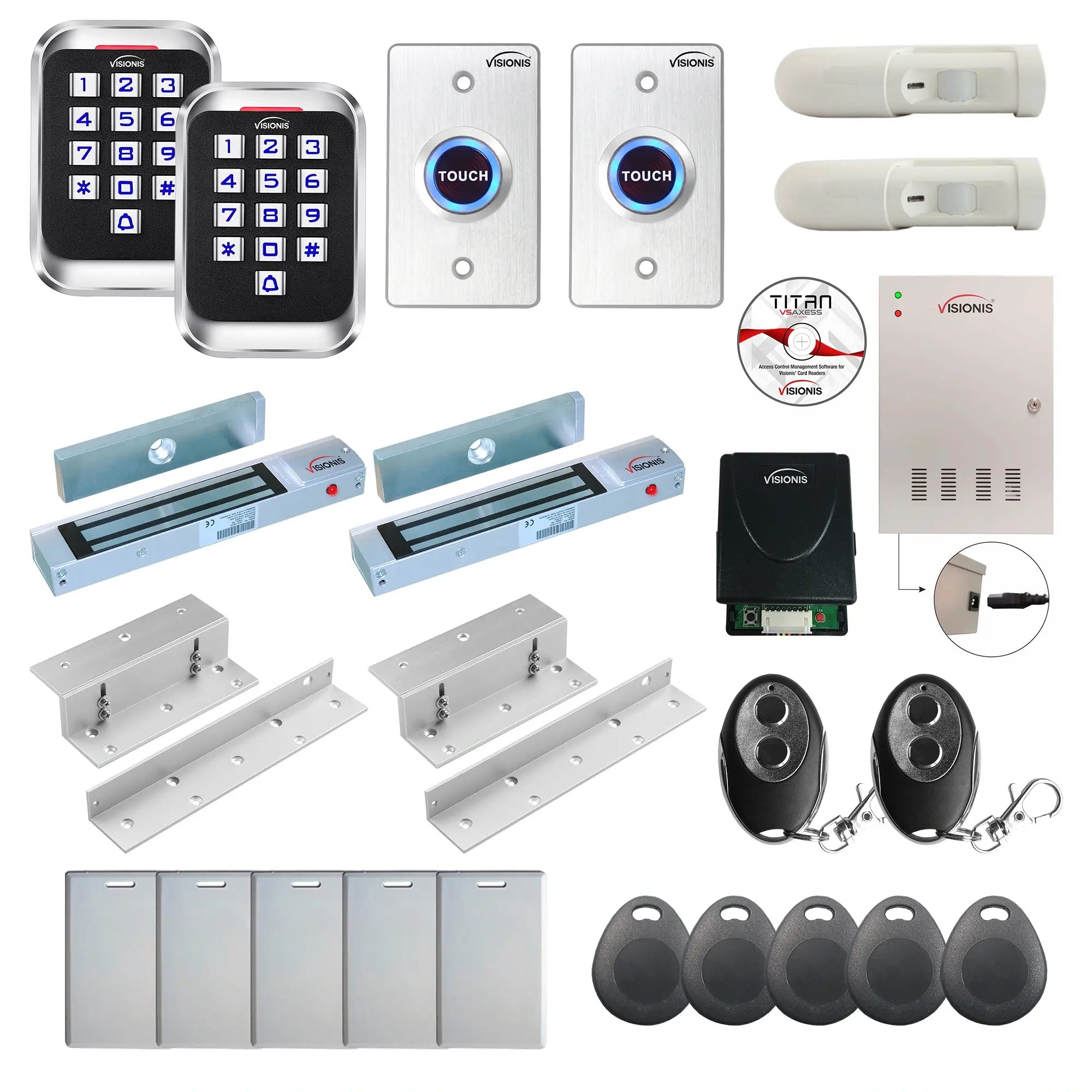 Office access control systems with 300 lbs Magnetic Door Locks, card readers, push to exit buttons, software - FPC-8284