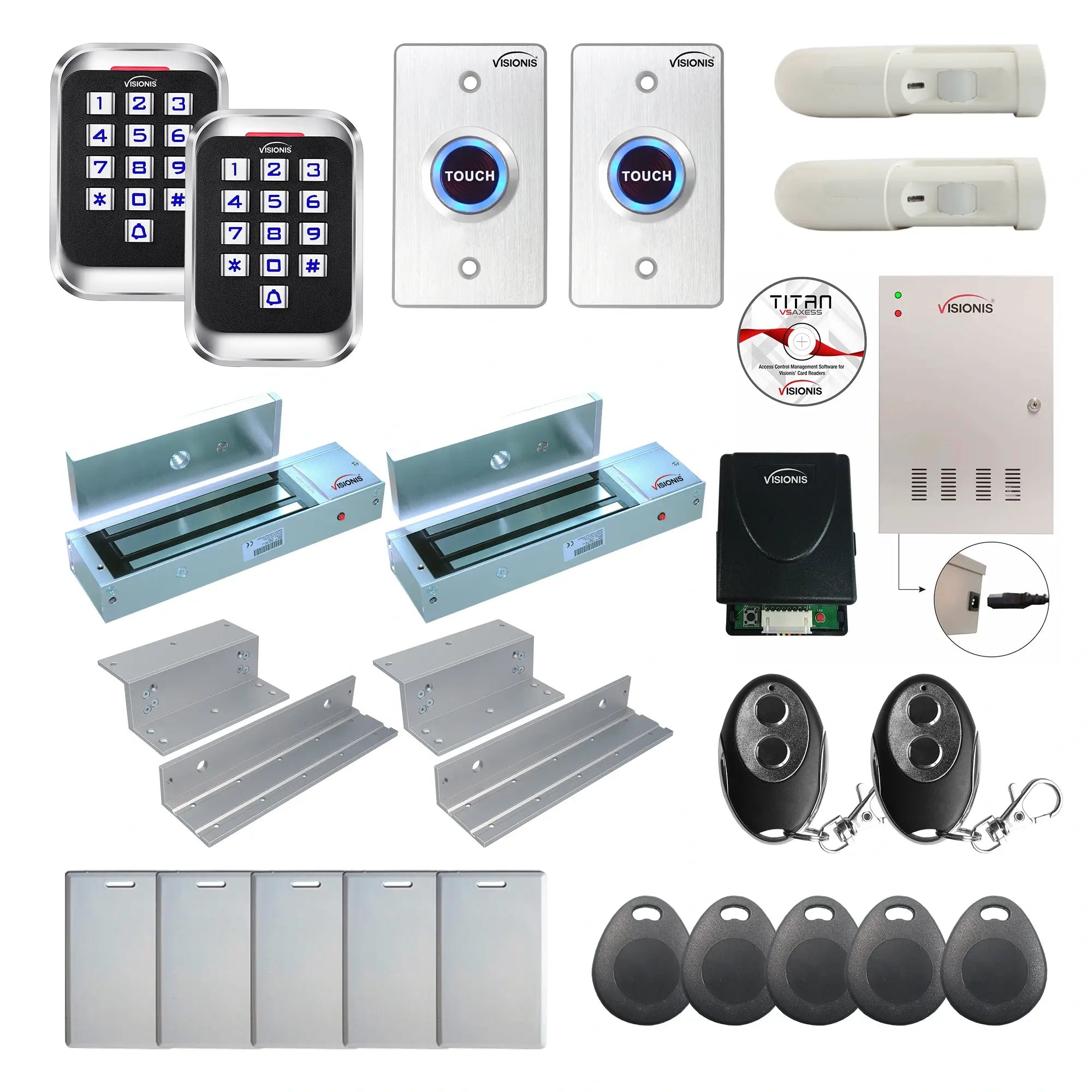 Office access control systems with 1200 lbs Magnetic Door Locks, card readers, push to exit buttons, software - FPC-8286