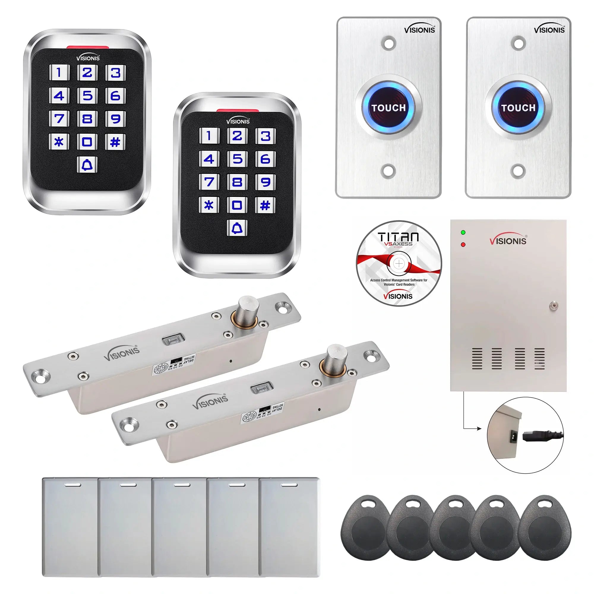 Office access control systems with Electric Bolt Lock, card readers, exit buttons, software - FPC-8287