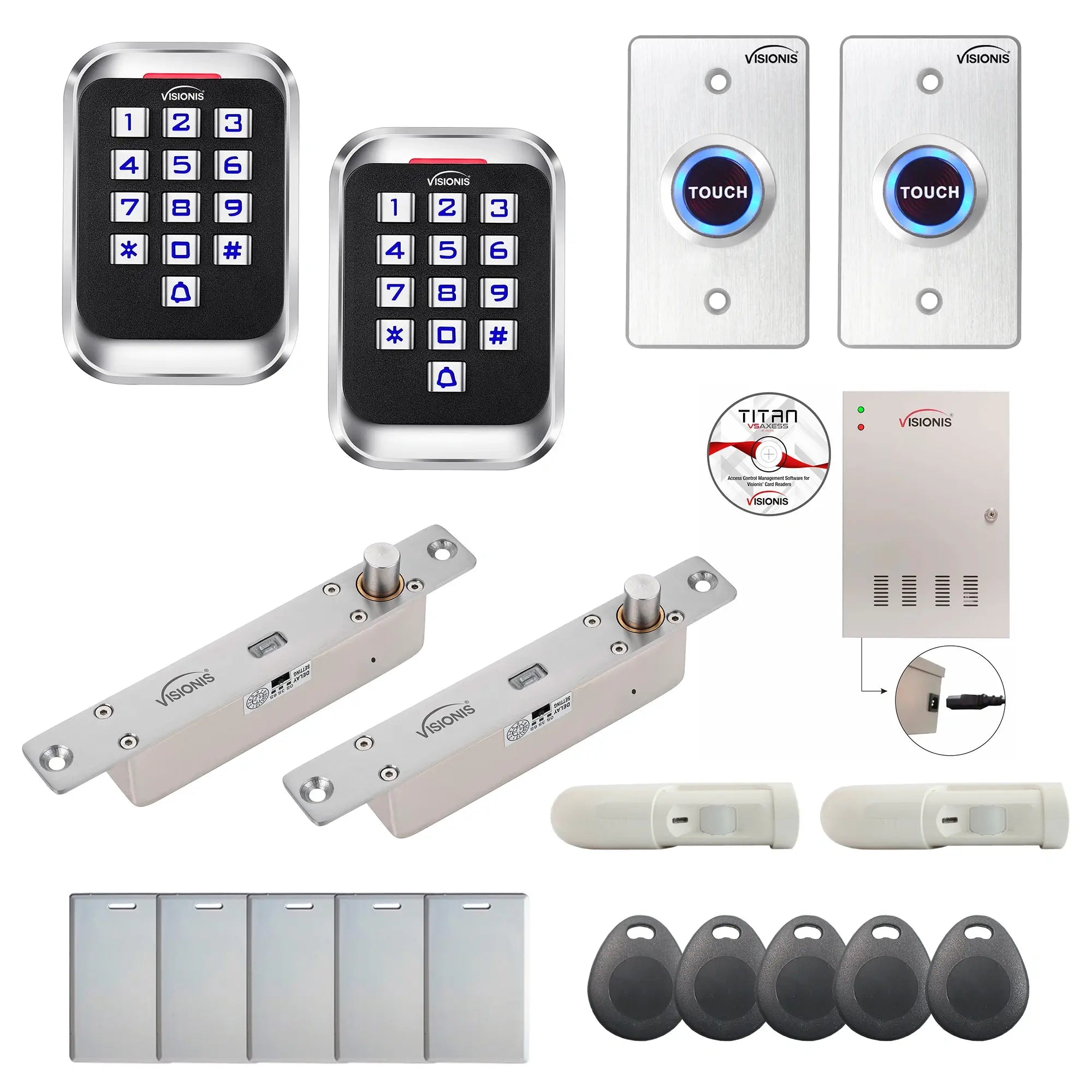 Office access control systems with Electric Bolt Lock, card readers, exit buttons, PIR Motion Sensors, software - FPC-8289