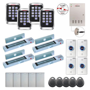 Badge access control systems with 300 lbs maglocks, card readers, exit buttons, software - FPC-8293