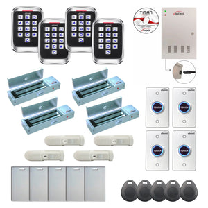 Badge access control systems with 1200 lbs maglocks, card readers, PIR motion sensors, software - FPC-8301