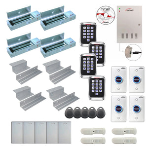 Badge access control systems with 1200 lbs maglocks, card readers, PIR motion sensors, software - FPC-8304