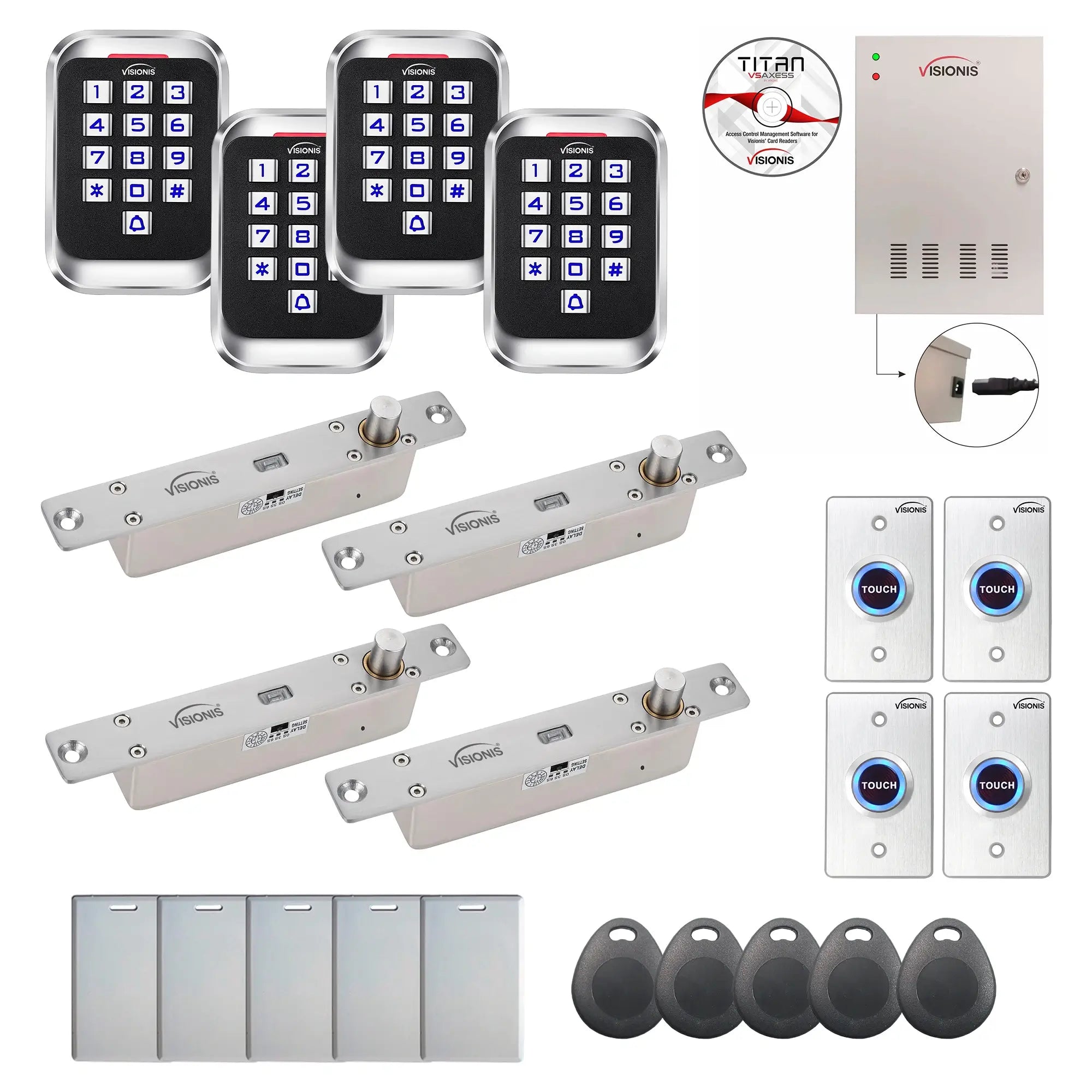 Badge access control systems with Electric Bolt Lock, card readers, software - FPC-8305