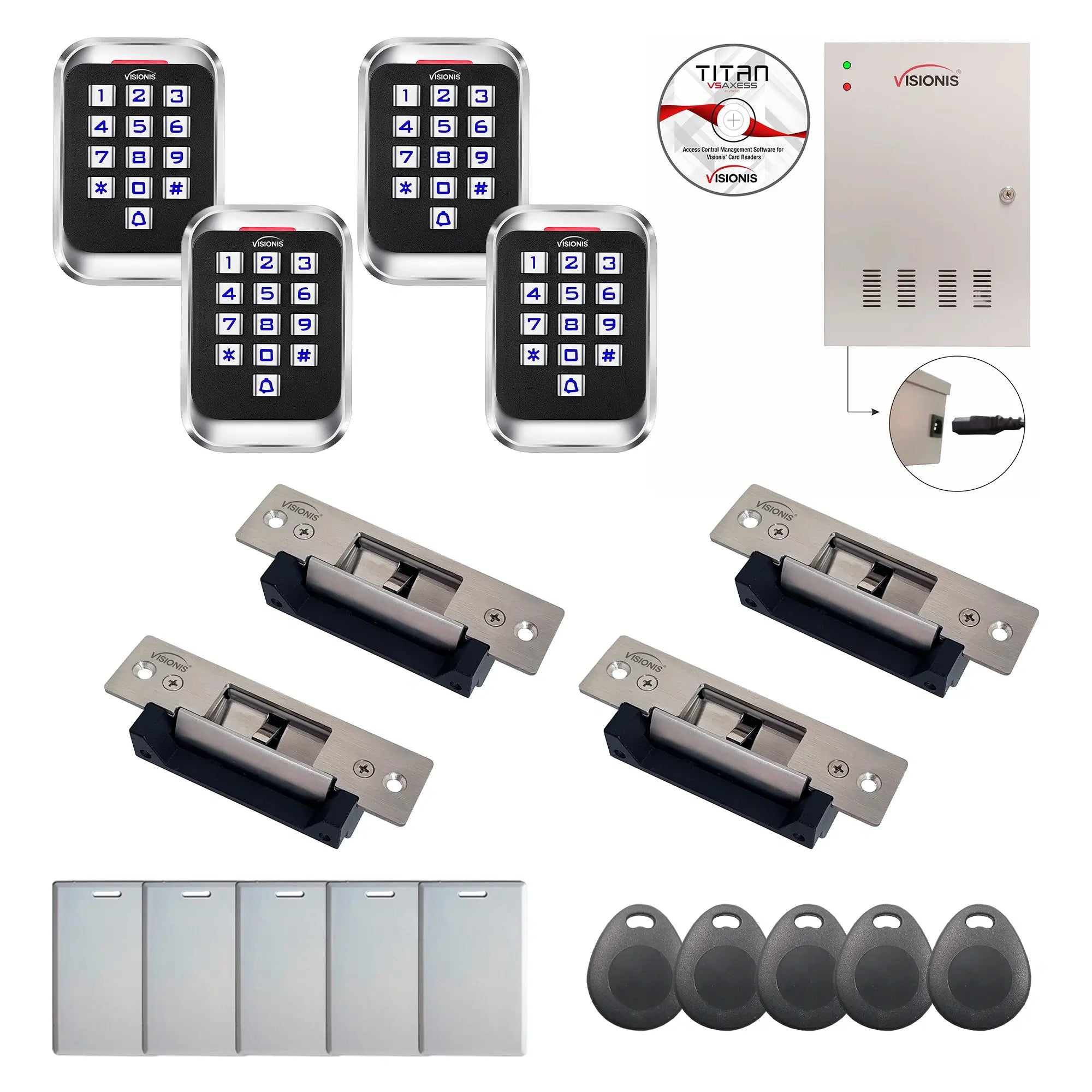 Badge access control systems with Electric Door Strikes, card readers, software - FPC-8306