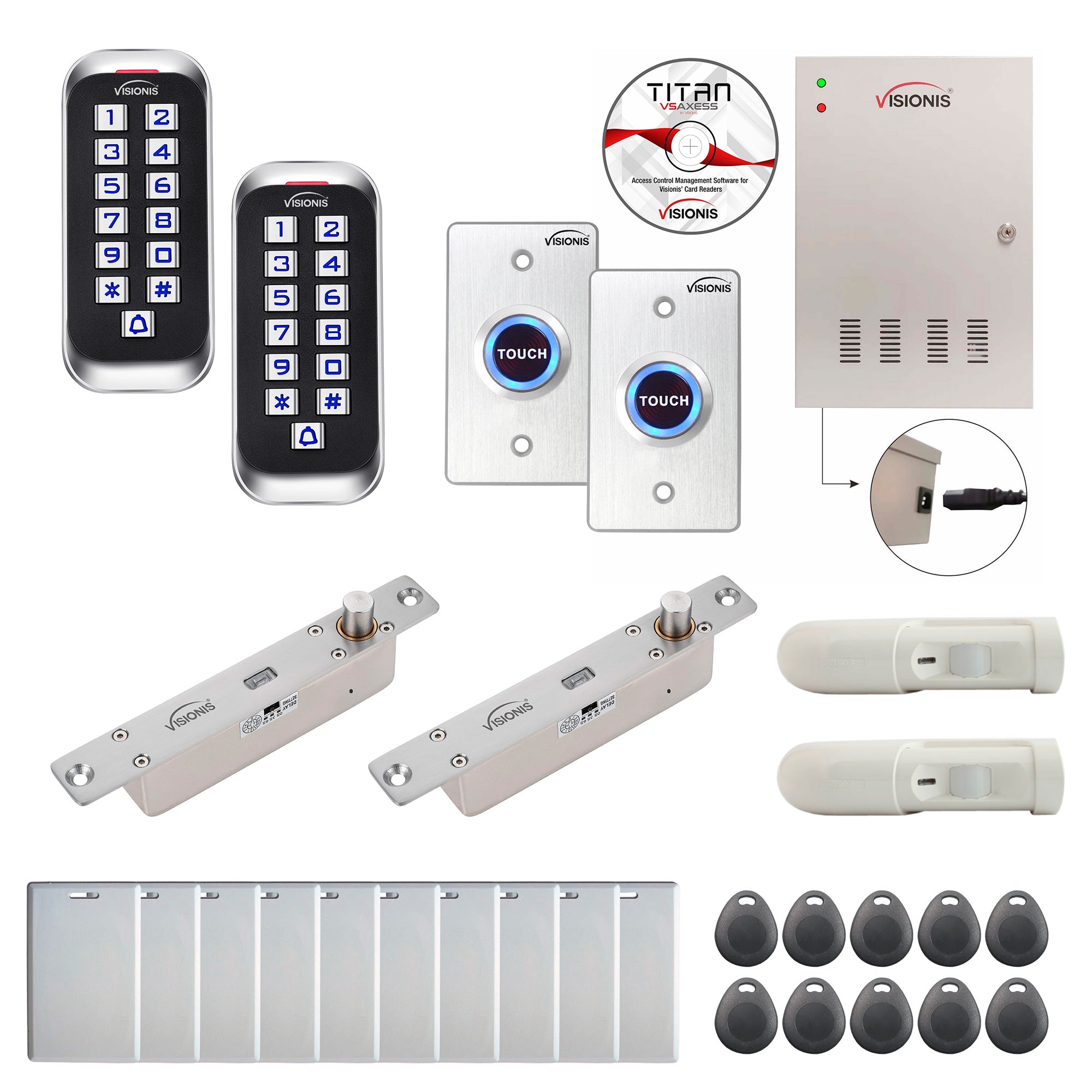 FPC-8353 Two Doors Access Control Electric Drop Bolt Fail Secure Time Attendance TCP/IP Wiegand Controller Box, Outdoor Metal Anti Vandal Keypad/Reader, Software Included, 20000 Users, 70000 Records