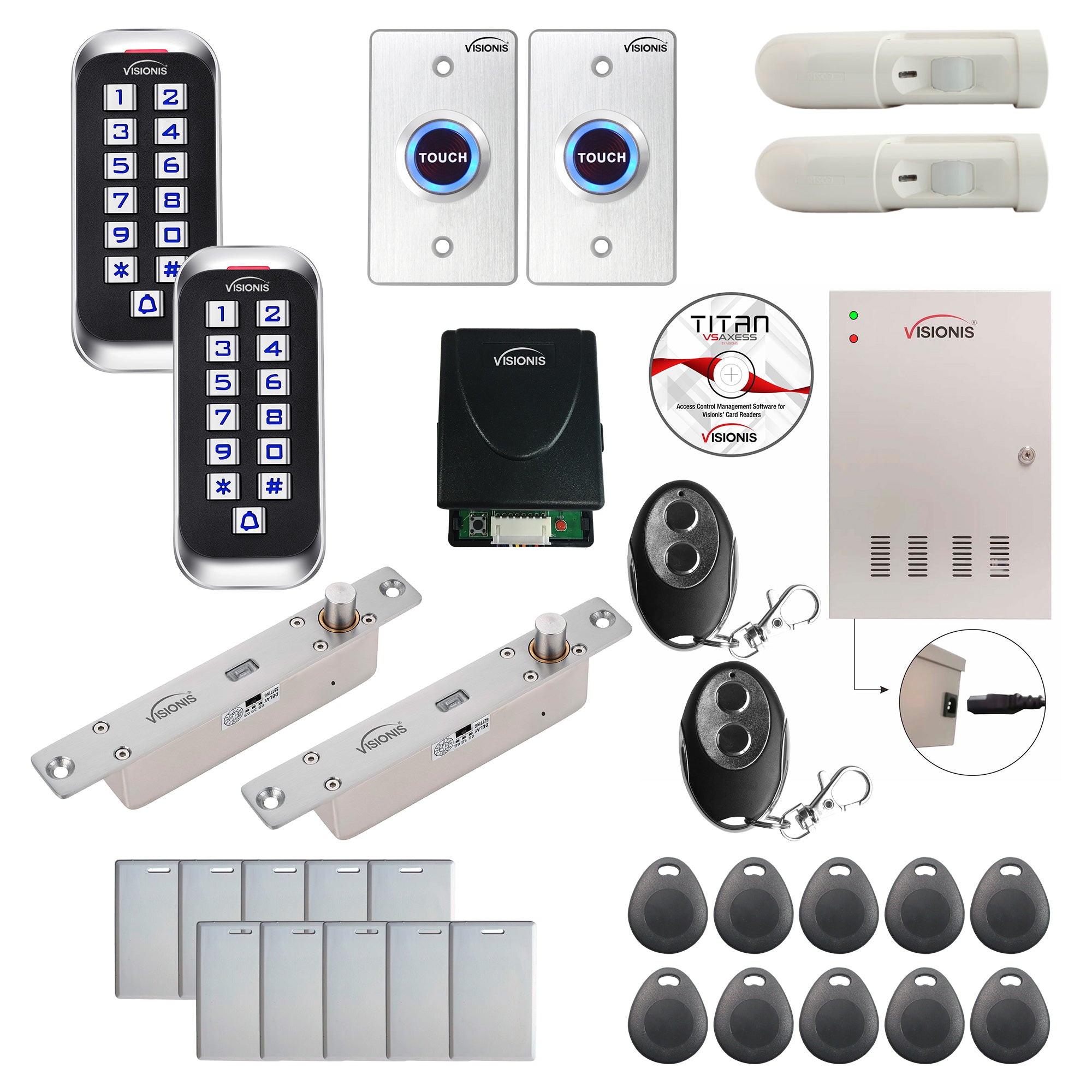 FPC-8355 2 Doors Access Control Electric Drop Bolt Fail Secure Time Attendance TCP / IP Wiegand Controller Box, Outdoor Keypad / Reader, Software Included, Receiver, 20,000 Users, 70,000 Records