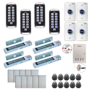 Commercial door access control systems with 300 lbs maglocks, card readers, exit buttons, software - FPC-8357