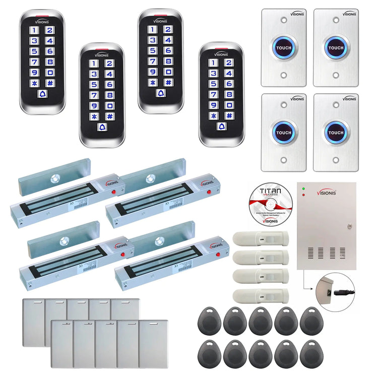 Commercial door access control systems with 300 lbs maglocks, card reader, Motion Sensors, software - FPC-8363