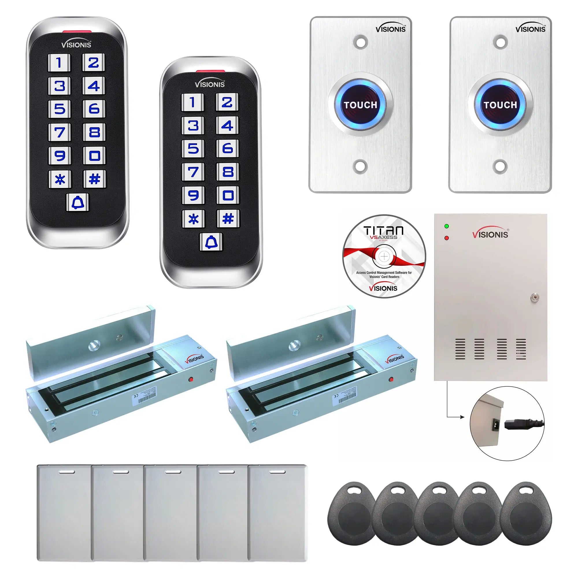 Commercial building access control systems with 1200 lbs Magnetic Door Locks, exit button, software - FPC-8375