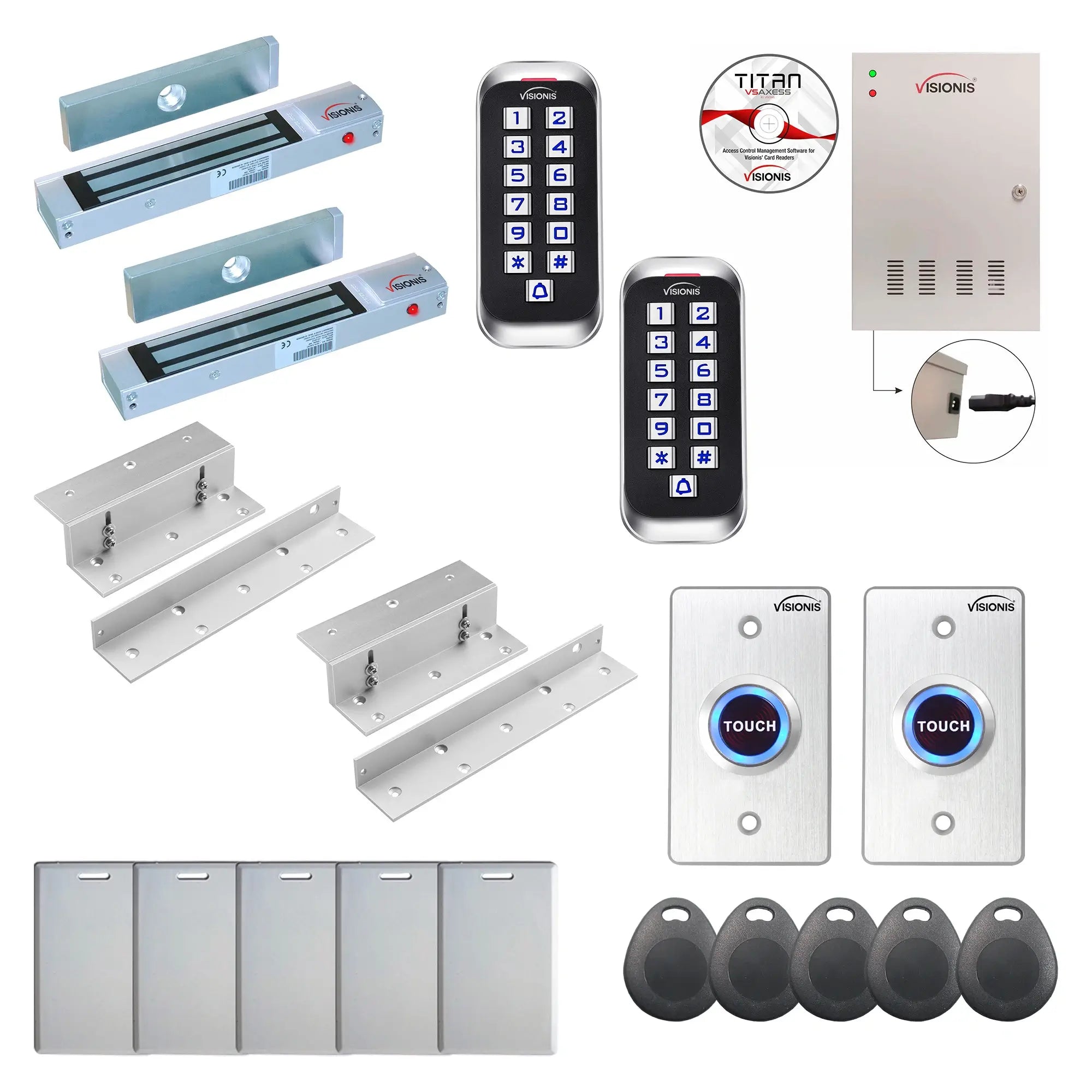 Commercial building access control systems with 300 lbs Magnetic Door Locks, exit button, software - FPC-8376