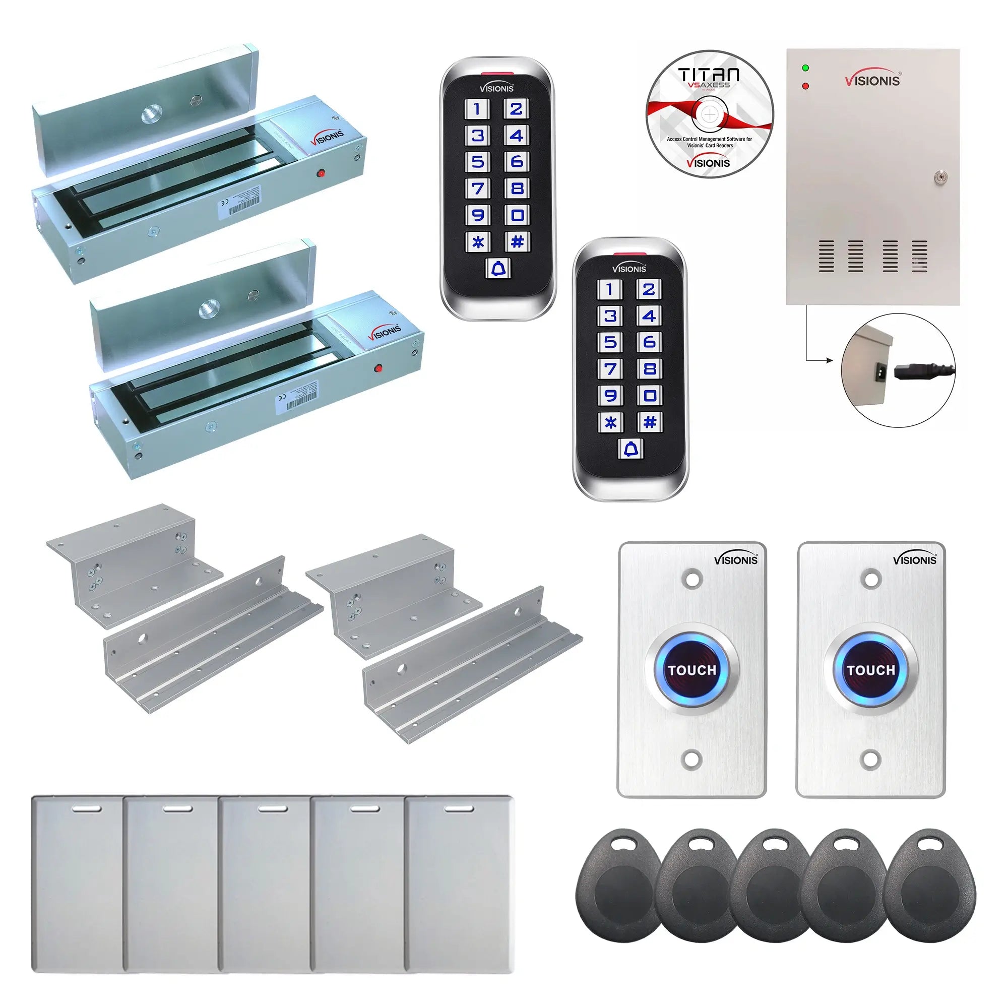 Commercial building access control systems with 1200 lbs Magnetic Door Locks, exit button, software - FPC-8378
