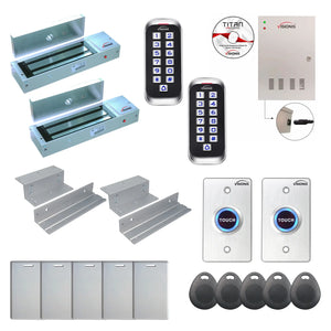 Commercial building access control systems with 1200 lbs Magnetic Door Locks, exit button, software - FPC-8378
