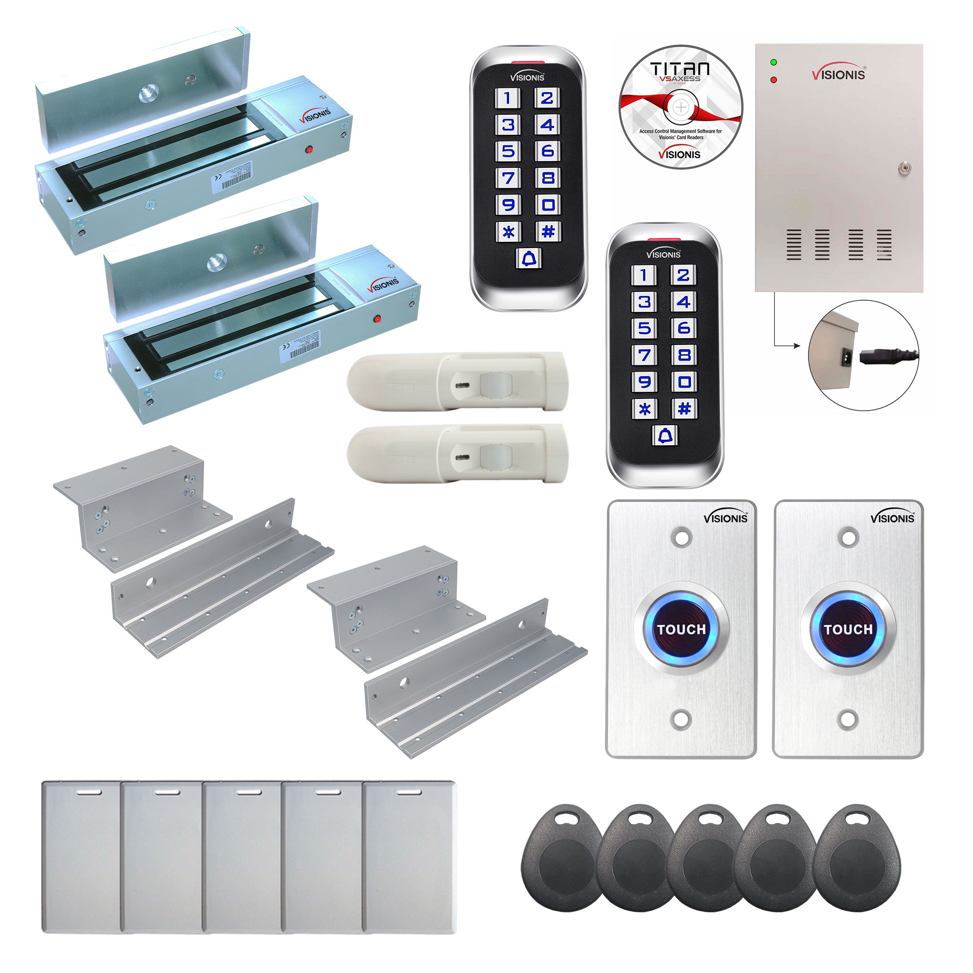 FPC-8384 2 Door Professional Access Control For Inswing Door Electric Lock 1200lbs Time Attendance TCP/IP Wiegand Controller, Outdoor Keypad/Reader, Software Included, 20,000 Users, 70,000 Records