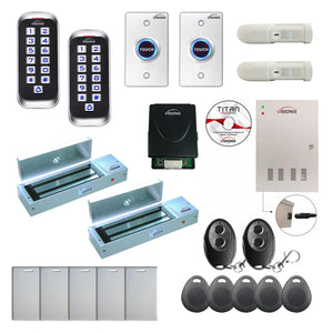 Card access control systems with 1200 lbs maglocks, keypad, exit button, PIR motion sensors - FPC-8387