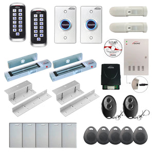 Card access control systems with 300 lbs maglocks, keypad, exit button, PIR motion sensors - FPC-8388