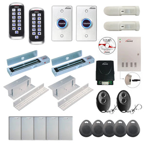 Card access control systems with 600 lbs maglocks, keypad, exit button, PIR motion sensors - FPC-8389