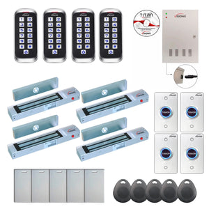 Commercial access control systems with 300 lbs magnetic door locks, card reader, Time and Attendance Software - FPC-8397