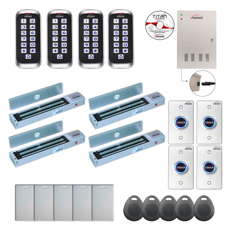 Commercial access control systems with 600 lbs magnetic door locks, card reader, Time and Attendance Software - FPC-8398