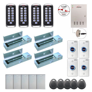 Commercial access control systems with 1200 lbs magnetic door locks, card reader, Time and Attendance Software - FPC-8399