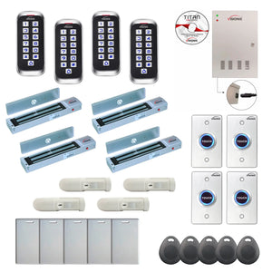 Building access control systems with 600 lbs maglocks, card reader, Software, PIR Motion Sensors - FPC-8404