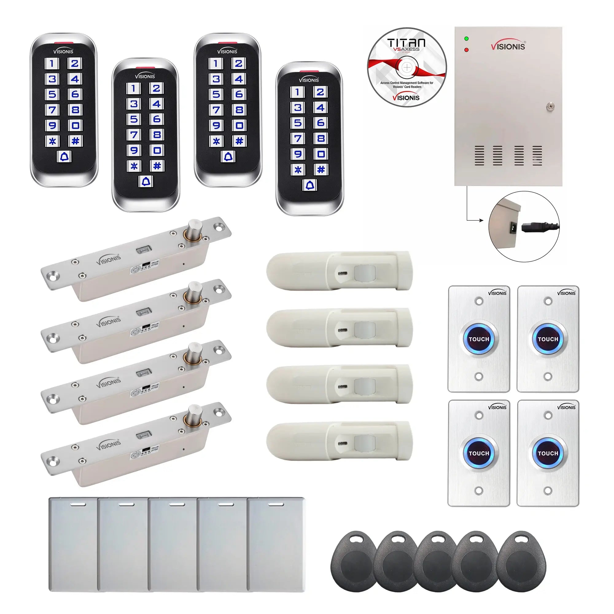 Building access control systems with Electric Bolt Lock, card reader, Software, PIR Motion Sensors - FPC-8411