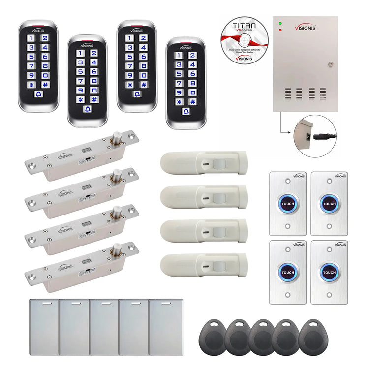 Building access control systems with Electric Bolt Lock, card reader, Software, PIR Motion Sensors - FPC-8411
