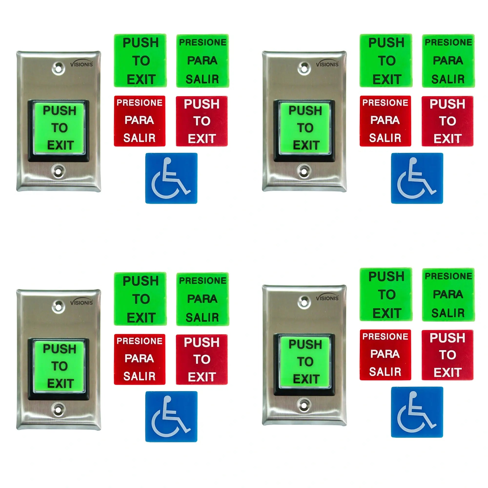 Push to Exit Button for Door Access Control With LED Light Pack of 4 Units - FPC-8919