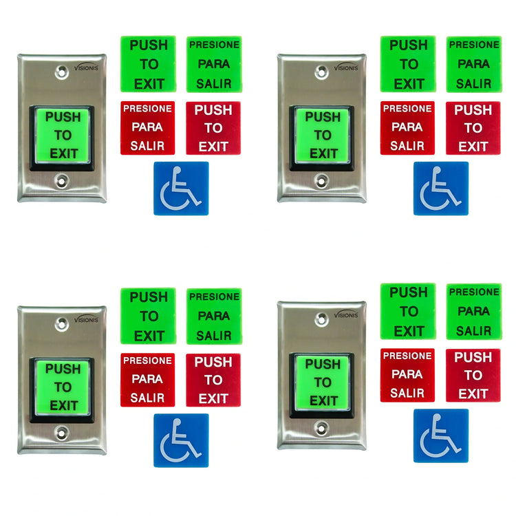 Push to Exit Button for Door Access Control With LED Light Pack of 4 Units - FPC-8919