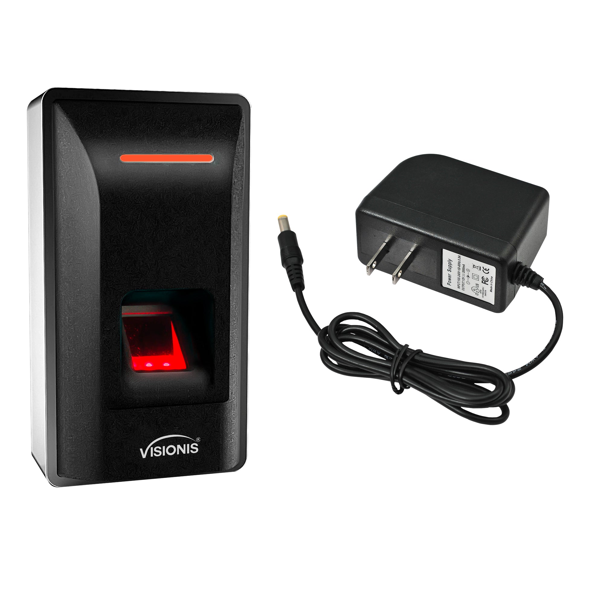 Visionis FPC-9230 - VIS-3031 Indoor Access Control Biometric Fingerprint Reader Standalone + TCP / IP + Wiegand 26 + 3000 EM Cards or Fingerprints + Time and Attendance + 12 Volt 2Amp Power Supply