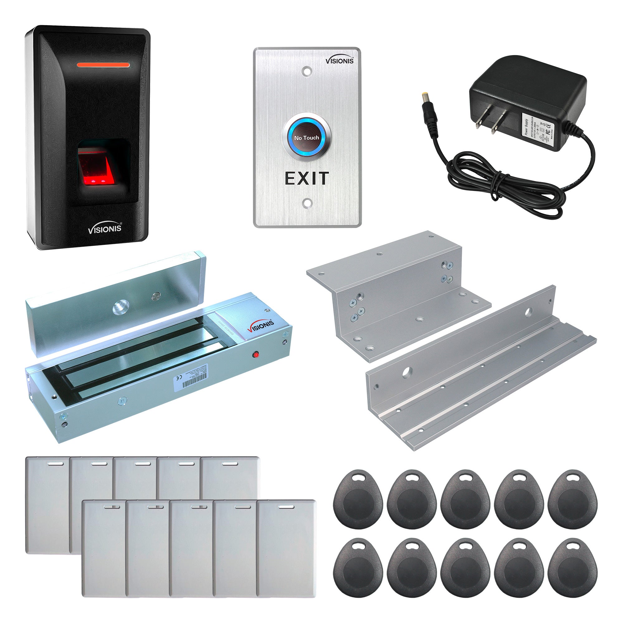 FPC-9239 One Door Access Control In Swinging Door 1200lbs Maglock + VIS-3031 Indoor Biometric Fingerprint Reader Standalone TCP/IP + Wiegand 26, No Software, 3000 EM Cards and Fingerprints