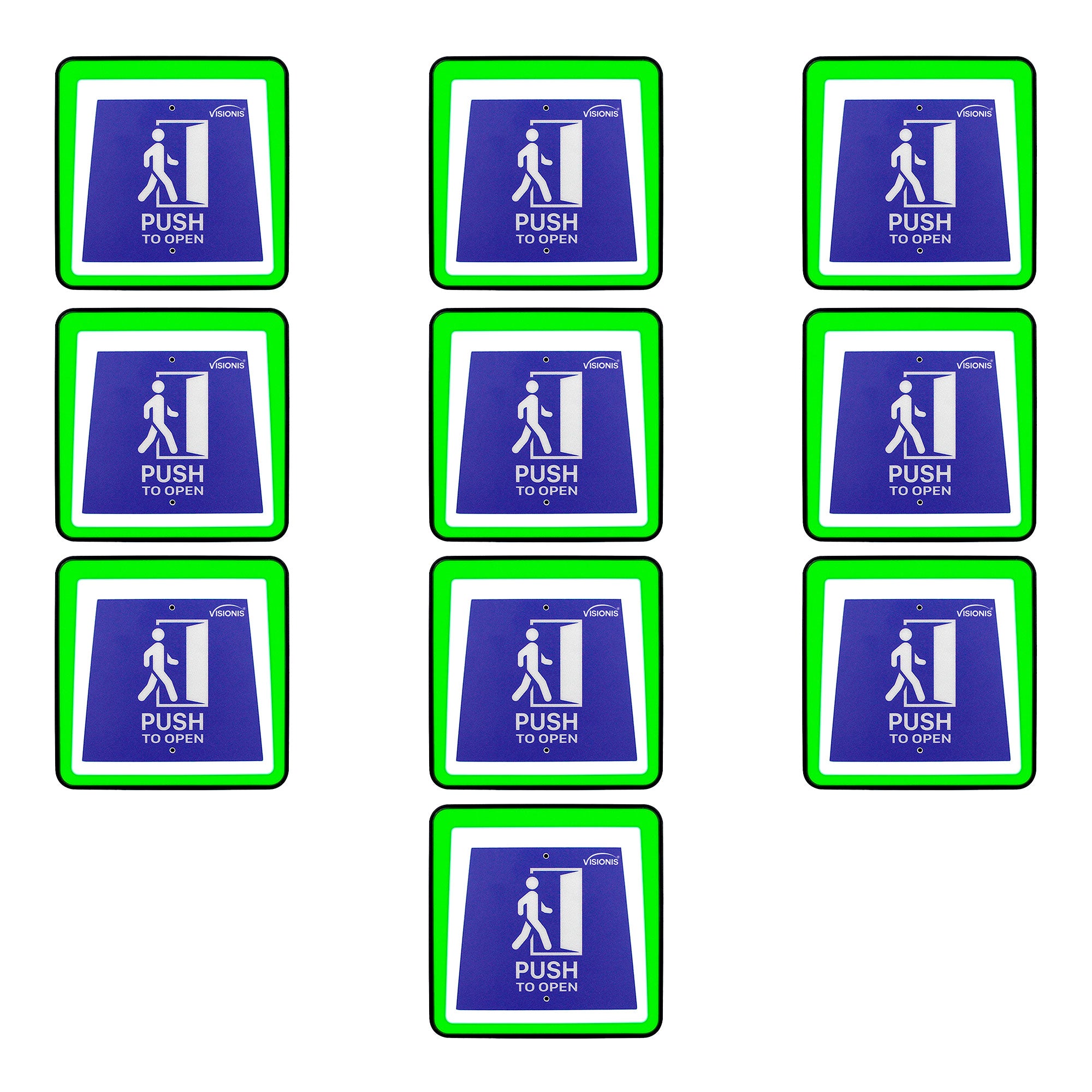 10 Pack Wired Handicap Square Push To Exit Button Switch VIS-7043 With LED For Access Control. NC COM, NO Outputs. Back Box Included - FPC-9406