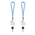 A pack of two blue and white retractable lanyards with detachable breakaway - FPC-9407