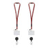 Pack of two red and black retractable lanyards with detachable breakaway clips and clear badge holder - FPC-9410