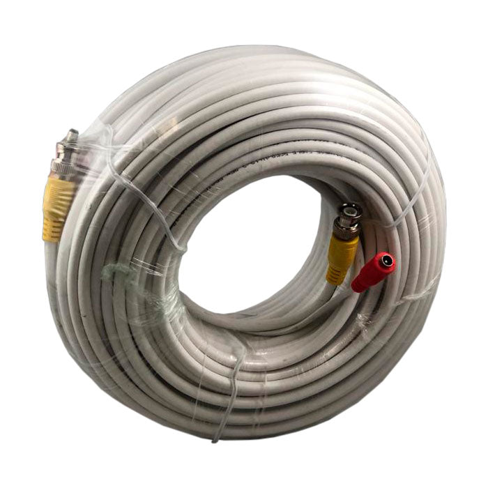 RG56/U BNC Premade Wire/Cable, 100 Feet, White Color - FPC-CCTV-100FT